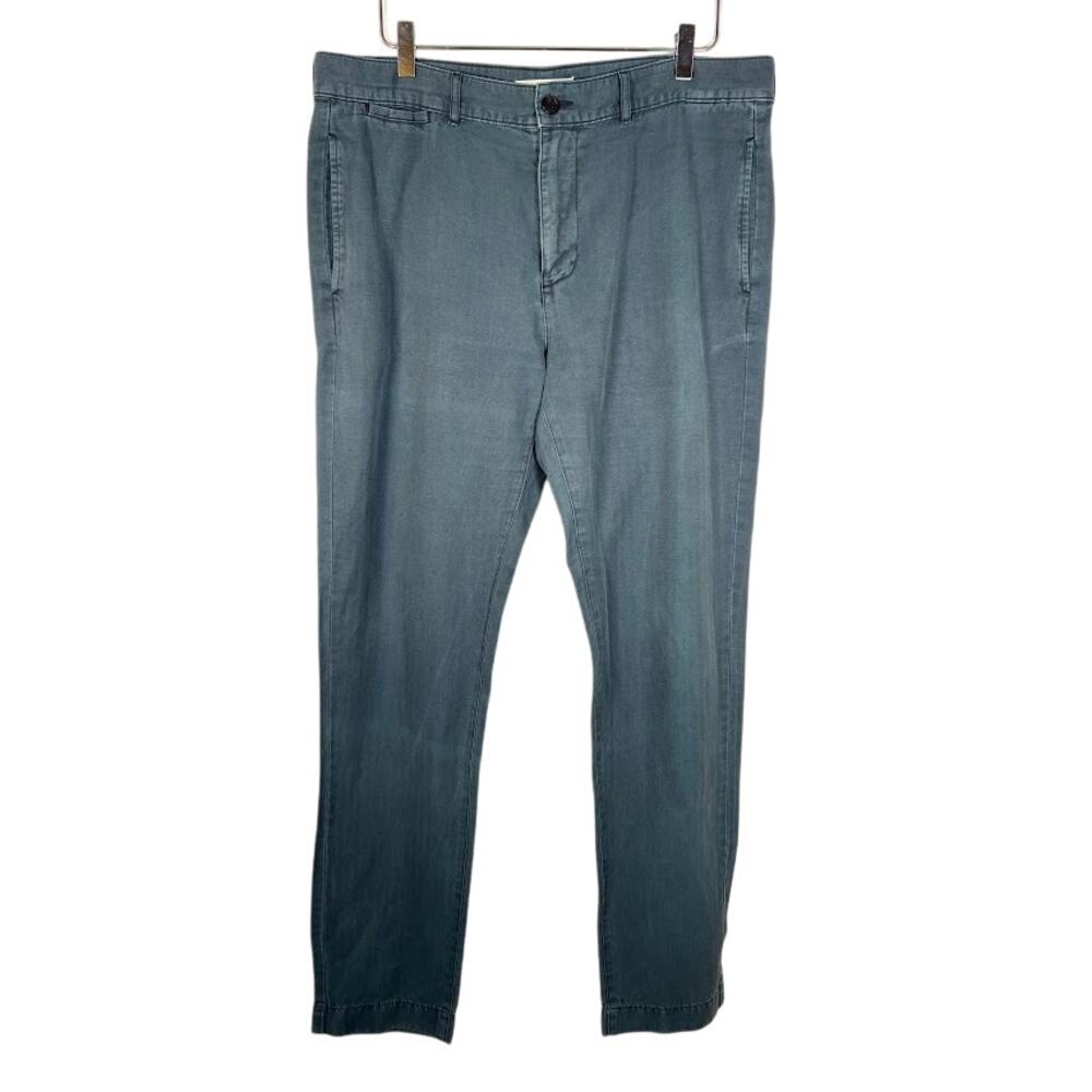 Billy Reid Leonard Men's Cotton Linen Chino Straight Pants Indigo Blue *Read